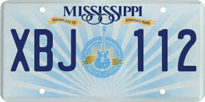 MS license plate XBJ112