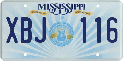 MS license plate XBJ116