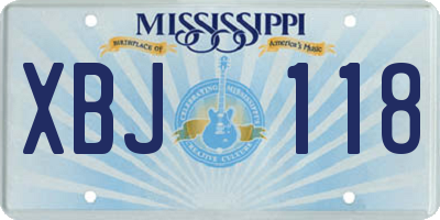 MS license plate XBJ118