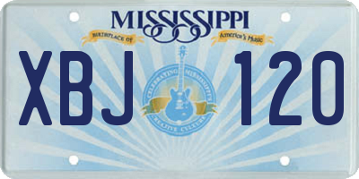 MS license plate XBJ120