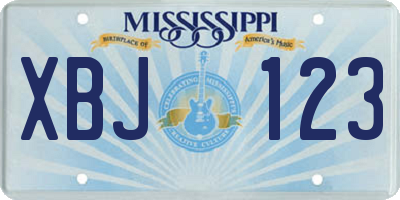 MS license plate XBJ123