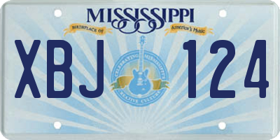 MS license plate XBJ124