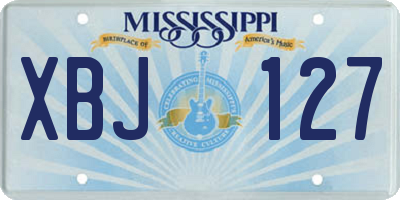 MS license plate XBJ127