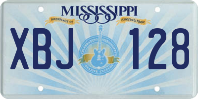 MS license plate XBJ128