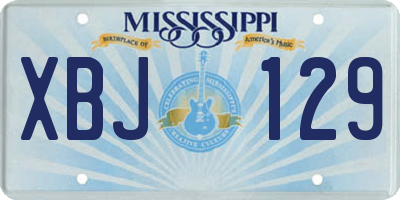 MS license plate XBJ129