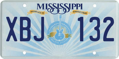 MS license plate XBJ132