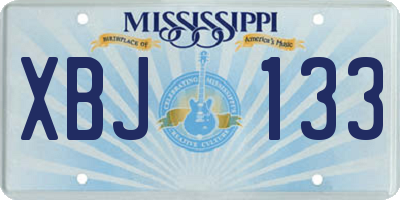 MS license plate XBJ133
