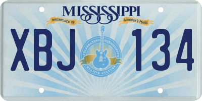 MS license plate XBJ134