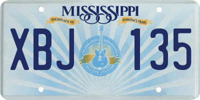 MS license plate XBJ135