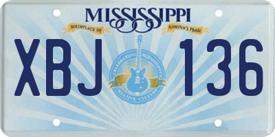 MS license plate XBJ136