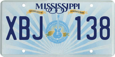 MS license plate XBJ138