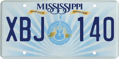 MS license plate XBJ140
