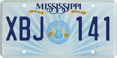 MS license plate XBJ141