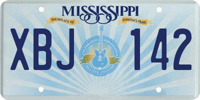 MS license plate XBJ142