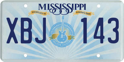 MS license plate XBJ143