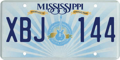 MS license plate XBJ144