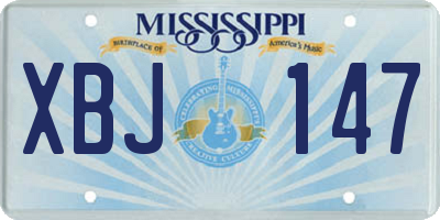 MS license plate XBJ147