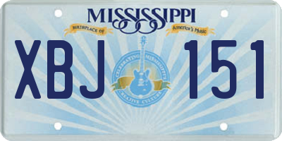 MS license plate XBJ151