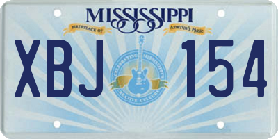 MS license plate XBJ154