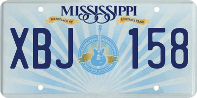 MS license plate XBJ158