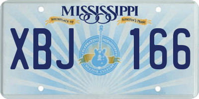 MS license plate XBJ166