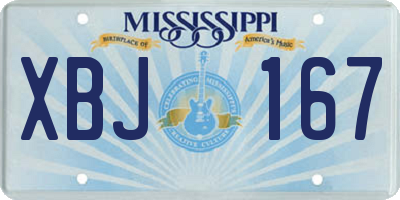 MS license plate XBJ167