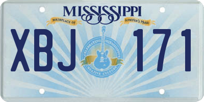 MS license plate XBJ171