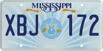 MS license plate XBJ172