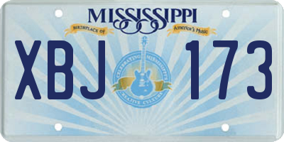MS license plate XBJ173