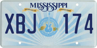 MS license plate XBJ174