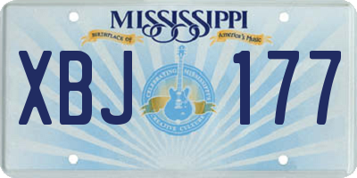 MS license plate XBJ177