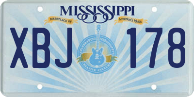 MS license plate XBJ178