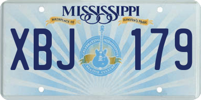 MS license plate XBJ179