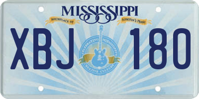 MS license plate XBJ180