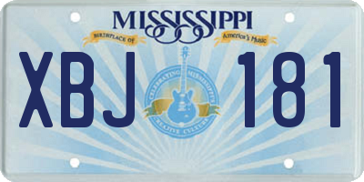 MS license plate XBJ181
