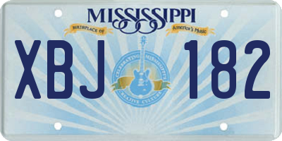 MS license plate XBJ182