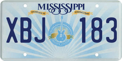 MS license plate XBJ183