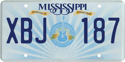 MS license plate XBJ187