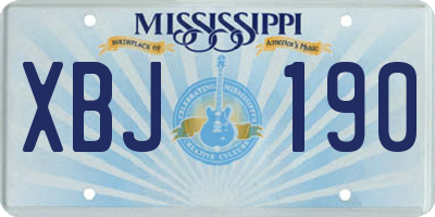 MS license plate XBJ190