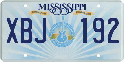 MS license plate XBJ192