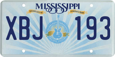 MS license plate XBJ193