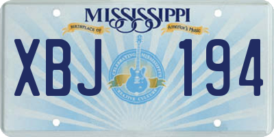 MS license plate XBJ194