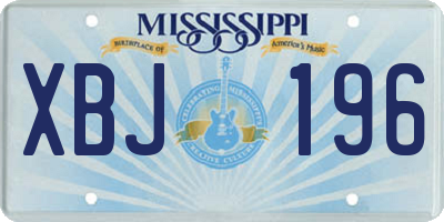 MS license plate XBJ196