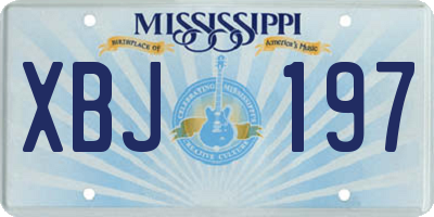 MS license plate XBJ197