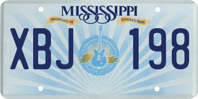 MS license plate XBJ198