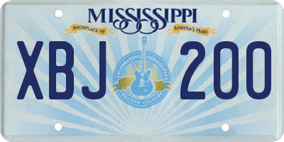 MS license plate XBJ200