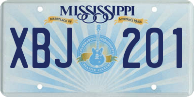 MS license plate XBJ201