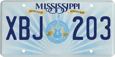 MS license plate XBJ203