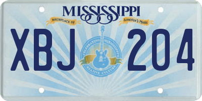 MS license plate XBJ204