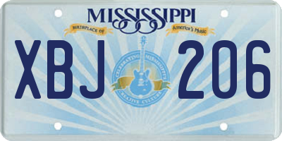MS license plate XBJ206